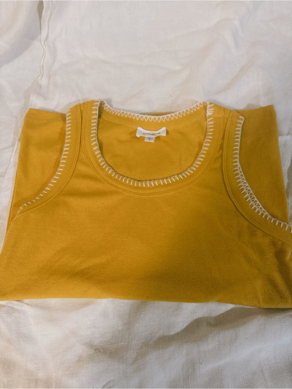 Anniewear los angeles Mustard Yellow Tank Top with Contrast Stitching Size S